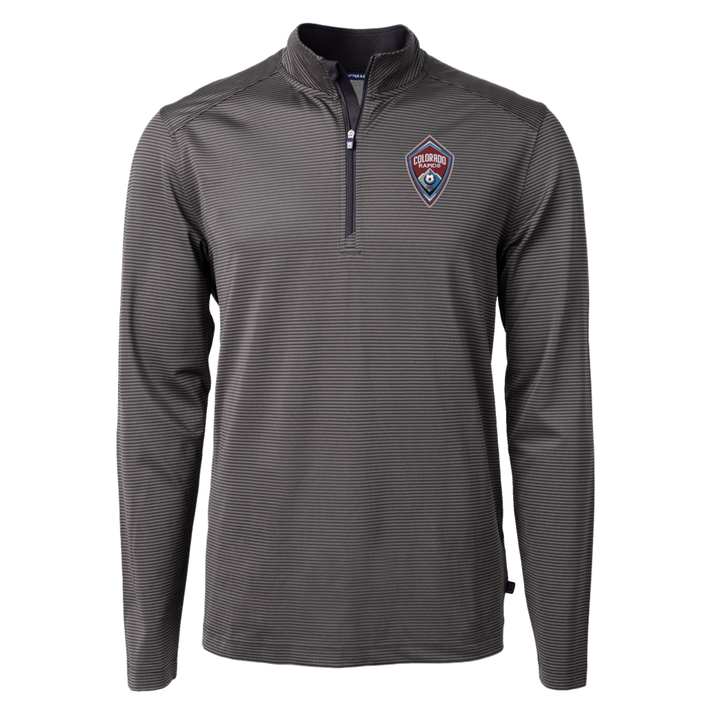 Colorado Rapids Cutter & Buck Virtue Eco Pique Micro Stripe Recycled Quarter-Zip Pullover Top - Black
